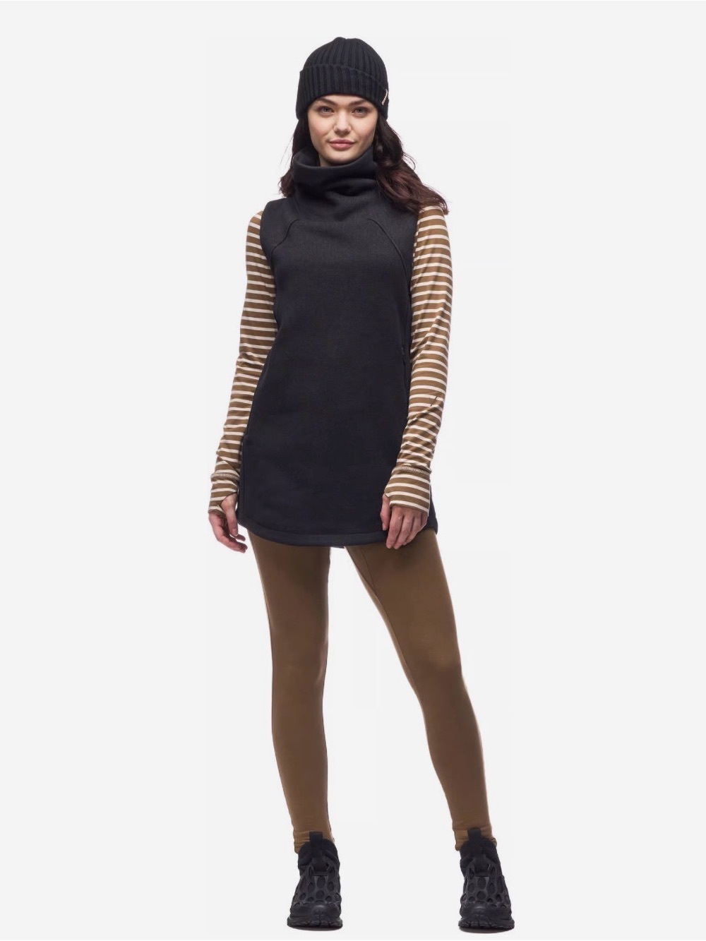 Indygena Toga Tunic Black Cowl-Neck Knit Tunic